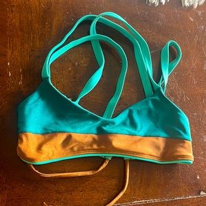 Seea bathing suit top in deep teal and bronze